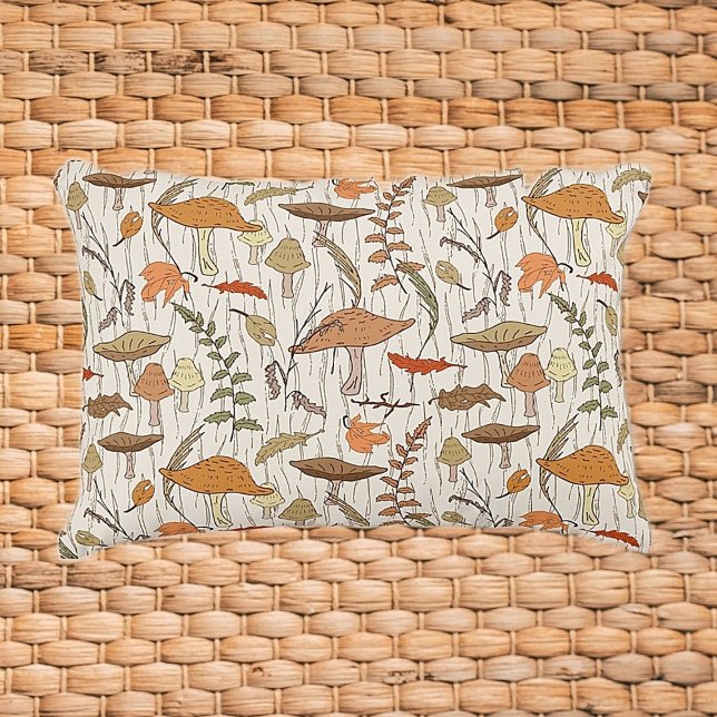 Almofada Decorativa Fungos e Folhas de outono - padrão perfeito. (Criador carregado)