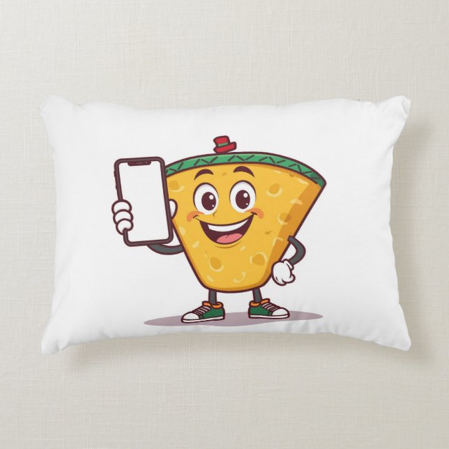 Almofada Decorativa Funny Cartoon Character with Phone – Throw Pillow (Frente)