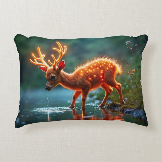 Almofada Decorativa Furos de água da fauna de veados radiantes (Frente)