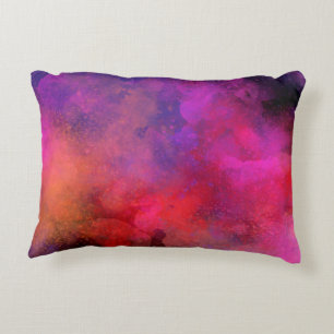 Almofada Decorativa Galáxia Tinta Splatter efeito cor de laranja rosa