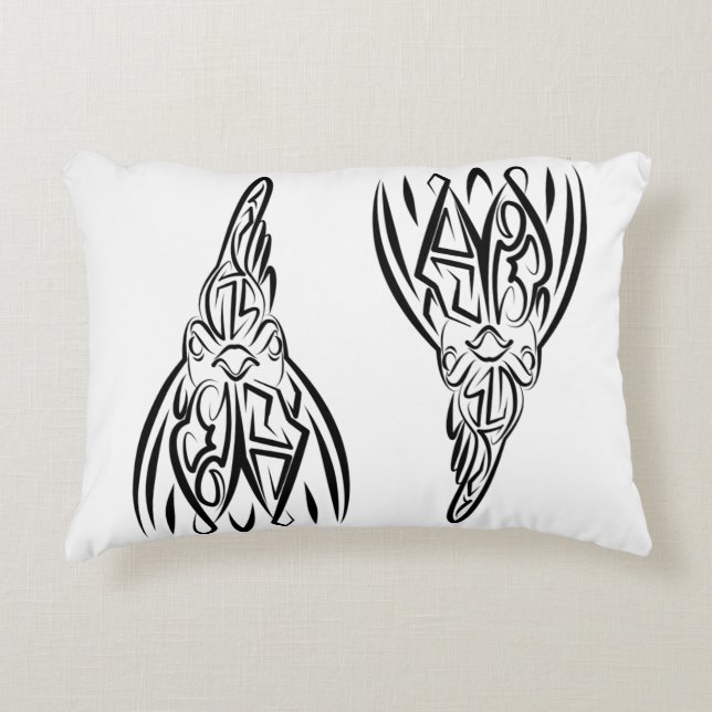 Almofada Decorativa Galo Tribal Negro e Branco (Frente)