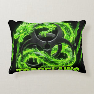 Almofada Decorativa Garras Tóxicas Biohazard Dragon - Limo Verde Neon