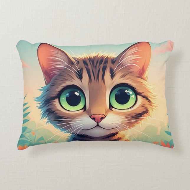 Almofada Decorativa Gatinho Atarracado de Olhos Grandes (Frente)