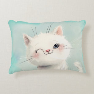 Almofada Decorativa Gatinho Branco Bonito