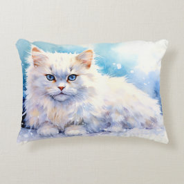 Almofada Decorativa Gato Branco da Neve