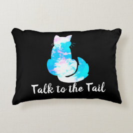 Almofada Decorativa Gato Branco Rosa Azul Abstrato Fale com o Rabo