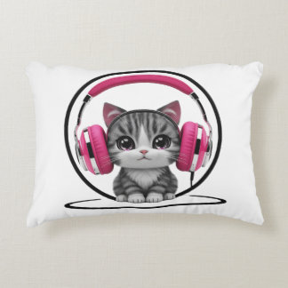 Almofada Decorativa Gato com fones de ouvido