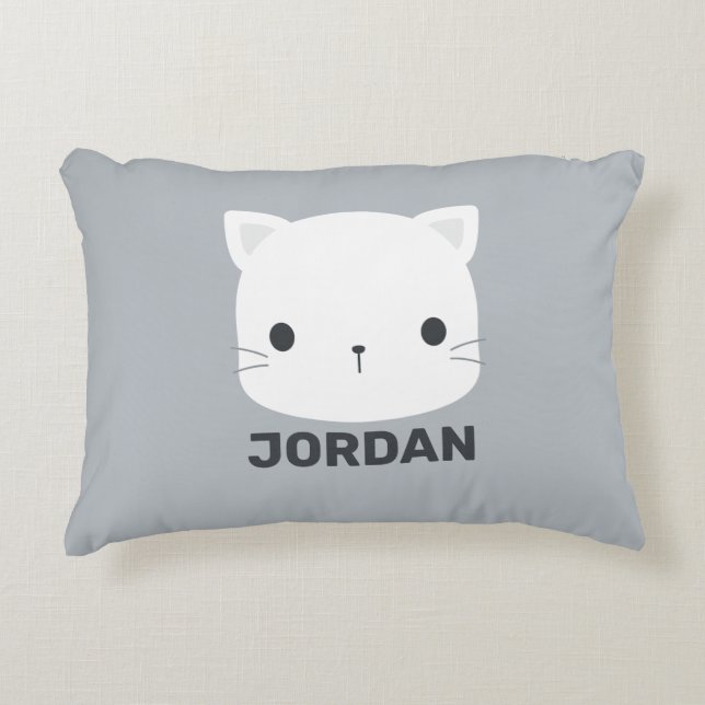 Almofada Decorativa Gato de Cuta com Nome Personalizado (Frente)