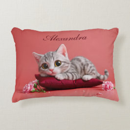 Almofada Decorativa Gato de janeiro bonito com cravos