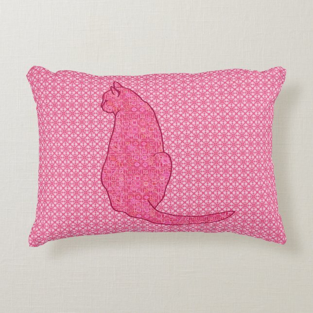 Almofada Decorativa Gato Japonês - Fúchsia Pink Batik (Frente)