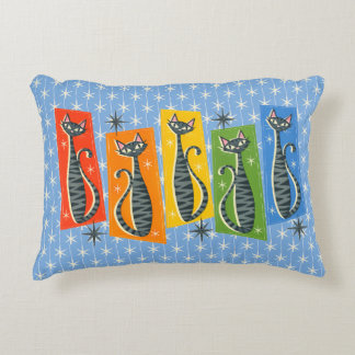 Almofada Decorativa Gato Listrado Arco-íris Retro Atômico LGBTQ+