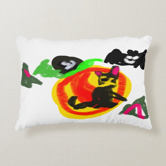 Almofada Decorativa Gato Negro e Abóbora (Frente)