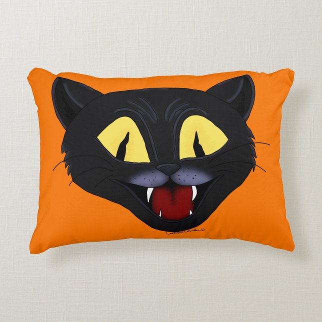 Almofada Decorativa Gato Negro Halloween (Frente)
