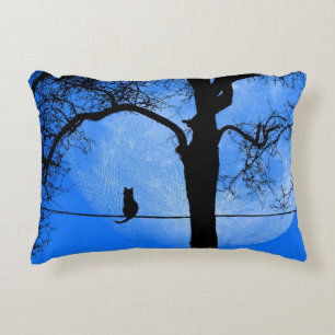 Almofada Decorativa Gato numa Lua Azul Fio