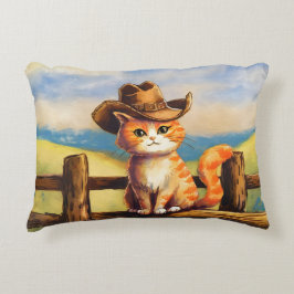 Almofada Decorativa Gato Pai Pintado à Aquarela
