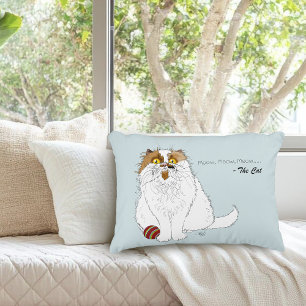 Almofada Decorativa Gato Persa Fofo e Felpudo Meow Azul Engraçado