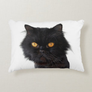 Almofada Decorativa Gato Persa Negro Com Olhos Amarelos