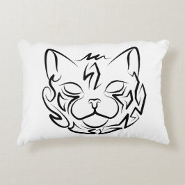 Almofada Decorativa Gato Tribal Negro e Branco