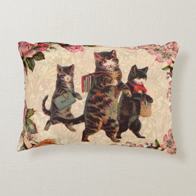 Almofada Decorativa Gatos Antigos Indo para a Escola Impressão: Vitori (Verso)