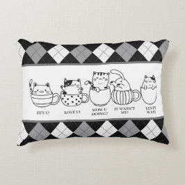 Almofada Decorativa Gatos Bonitos Em Copas Com Cotações Engraçadas - P