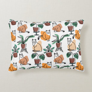 Almofada Decorativa Gatos e flores para desenho de linhagens