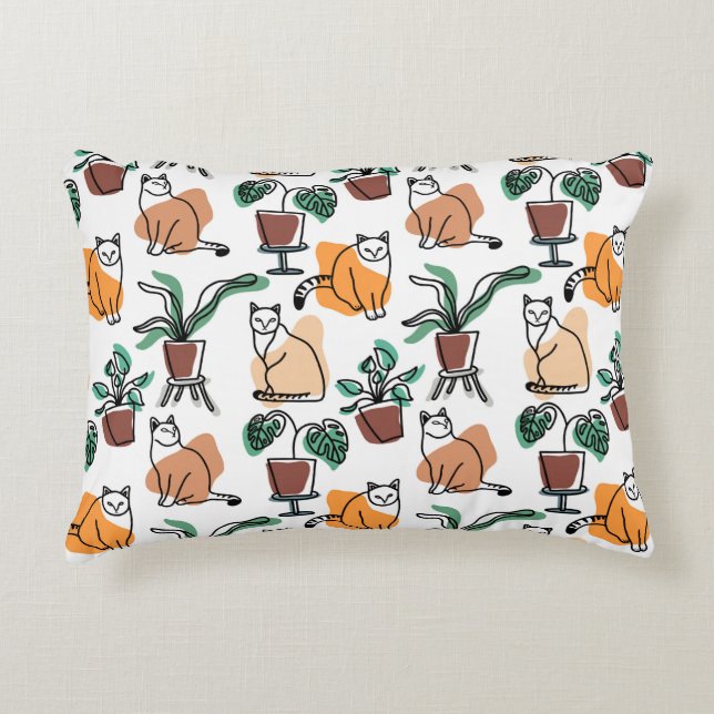 Almofada Decorativa Gatos e flores para desenho de linhagens (Frente)