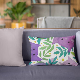 Almofada Decorativa Gatos e ramos - roxo e verde