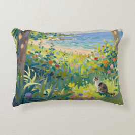 Almofada Decorativa Gatos Flores E Mar