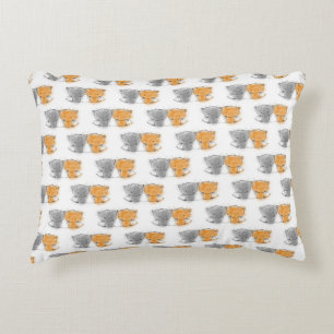 Almofada Decorativa Gatos Lindos Pequenos Padrão de Gato Laranja e Cin