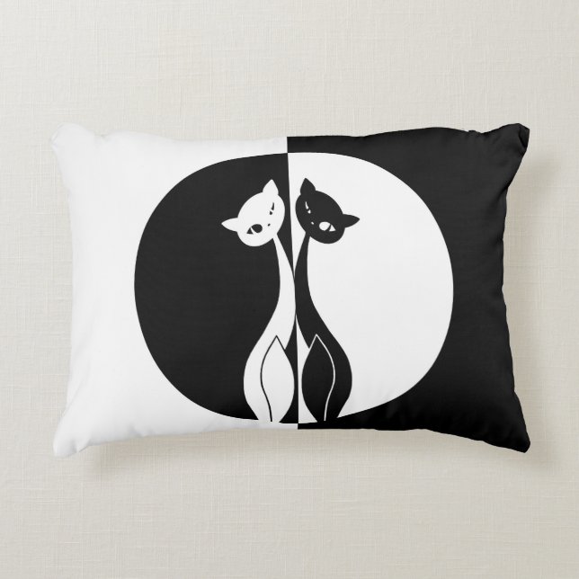 Almofada Decorativa Gatos preto e branco (Frente)