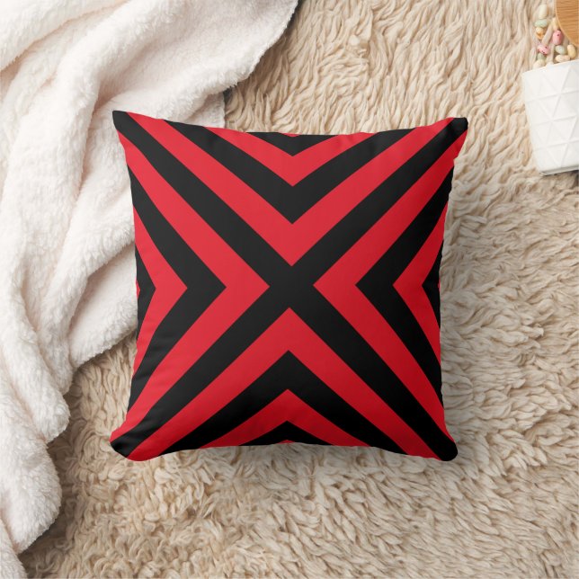 Almofada Decorativa Geométrica Vermelha e Preta (Cobertor)
