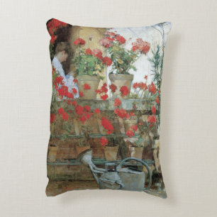 Almofada Decorativa Gerânios por Childe Hassam, Impressionismo Vintage