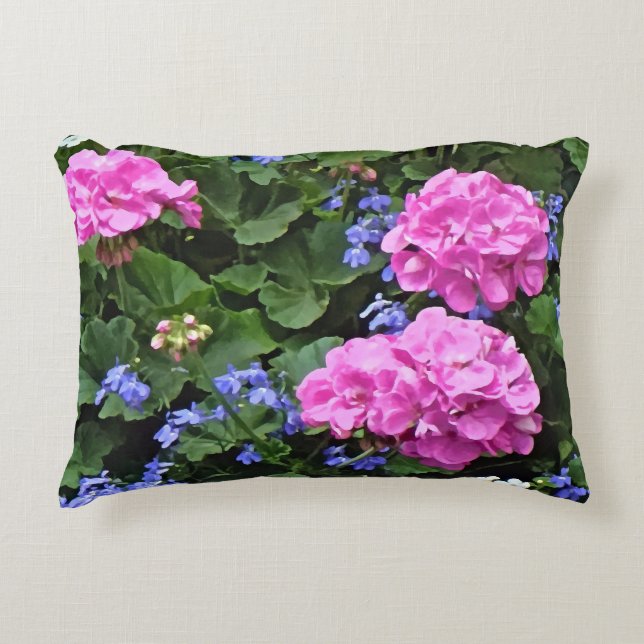 Almofada Decorativa Geraniums e Periwinkle (Frente)