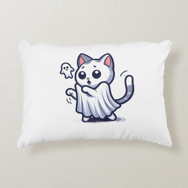Almofada Decorativa Ghost Gatinho Halloween Costume (Frente)
