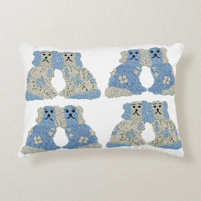 Almofada Decorativa Ginger Jars Magnolias Staffordshire Cães (Frente)