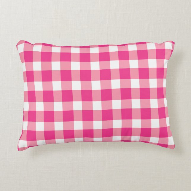 Almofada Decorativa Gingham Pink Design (Frente)