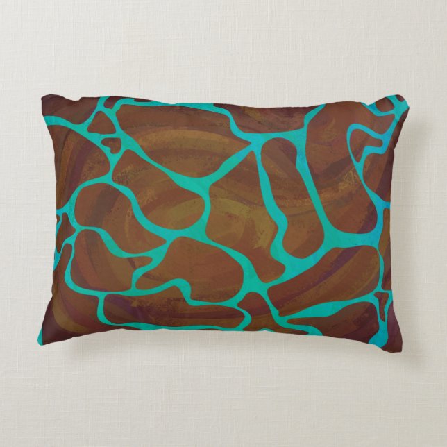 Almofada Decorativa Giraffe Brown e Teal Impressão (Verso)