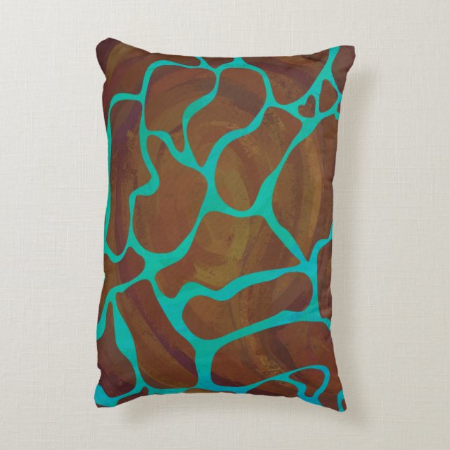 Almofada Decorativa Giraffe Brown e Teal Siloette (Verso(Vertical))