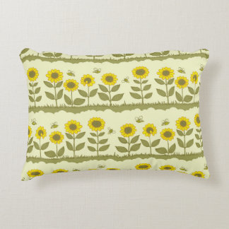 Almofada Decorativa Girassóis, abelhas, lindos padrões sem costura.