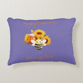 Almofada Decorativa "Girassóis e abelhas do mel"