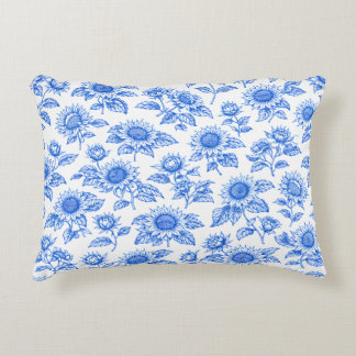 Almofada Decorativa Girassóis Elegantes Toile du Jouy – Botânico Azul