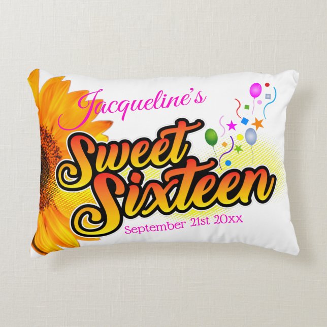 Almofada Decorativa Girassol e balões em branco 16 (Frente)