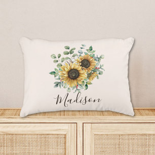 Almofada Decorativa Girassol Sunflower Vintage Aquarela Monogramado