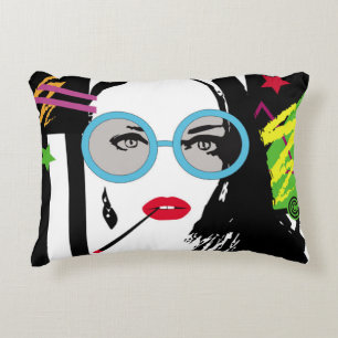 Almofada Decorativa Girl with cigarette and sunglasess colorful pop ar