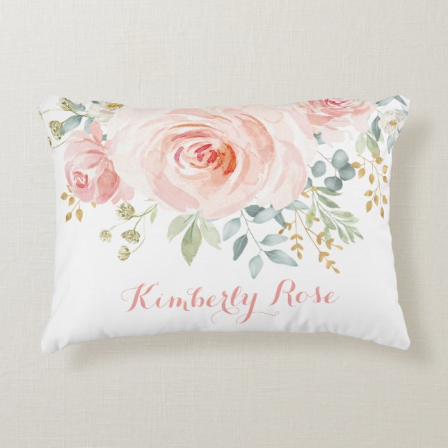 Almofada Decorativa Girly Watercolor Blush Pink Rossery Decor (Frente)