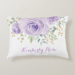 Almofada Decorativa Girly Watercolor Lilac Purple Rosa Nursery Decor
