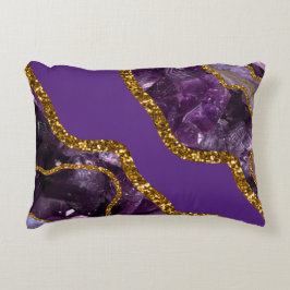 Almofada Decorativa Glitter de Geodo Agato Puro e Dourado