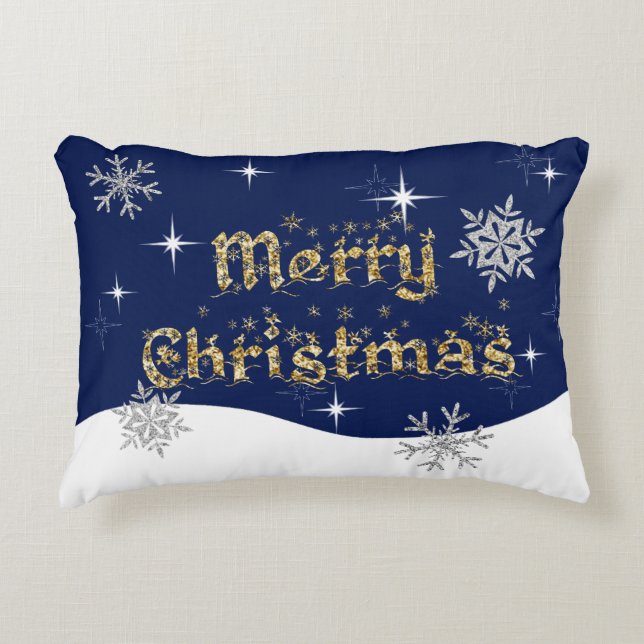 Almofada Decorativa Glitter de Natal Simples Elegante (Frente)