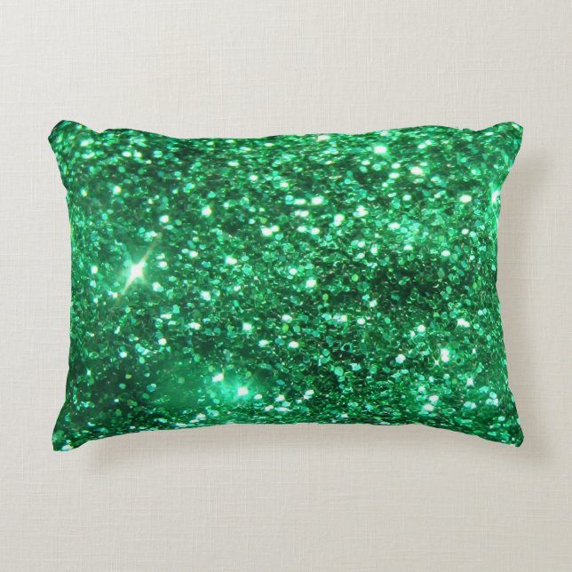 Almofada Decorativa Glitzy Emerald Green Glitter (Frente)