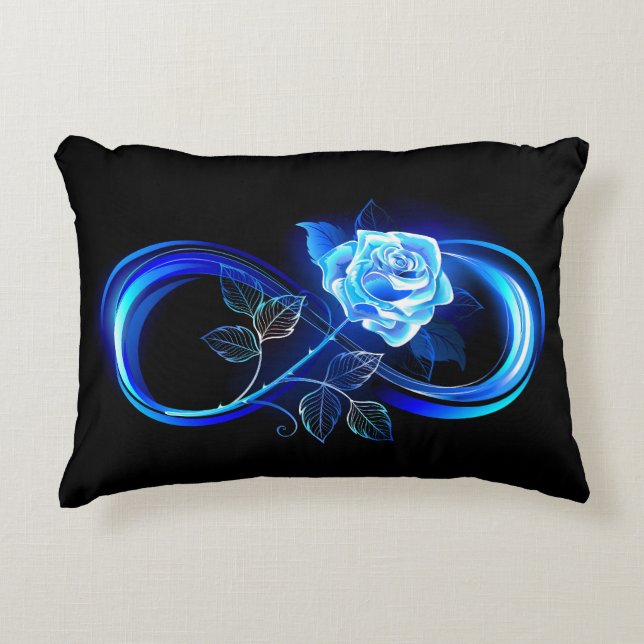Almofada Decorativa Glowing infinity with blue rose (Frente)